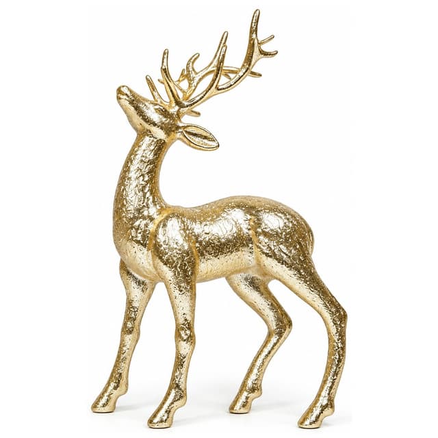Original Adorno Navideño Reno MZ-778 Dorado Platino 34CM