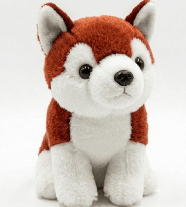 Brinquedo Pelúcia Cachorro Husky Original 24 Cm Castanho Avermelhado
