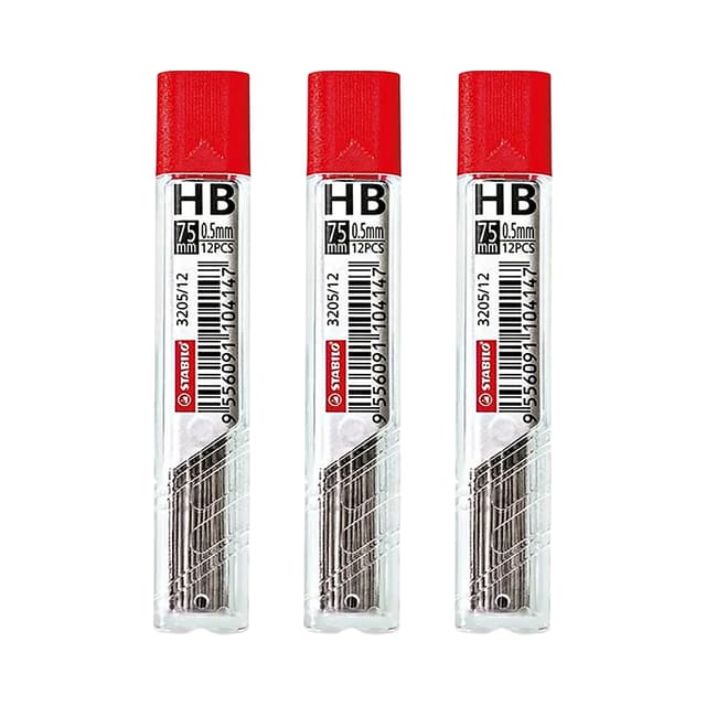 Pack 3 Minas Stabilo 3205/12 Hb 0.5 Mm