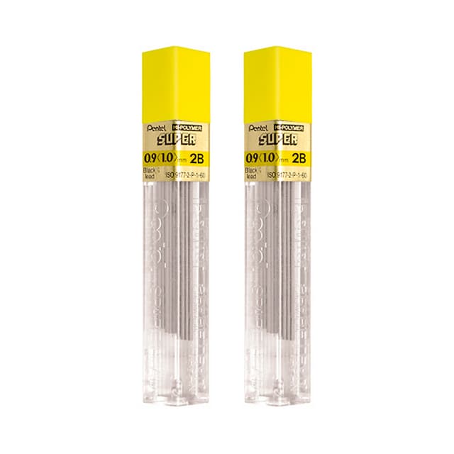 Pack de Minas Pentel Hi-Polymer Super 2B Sm/50-2B9 0.9 Mm 2 Unidades