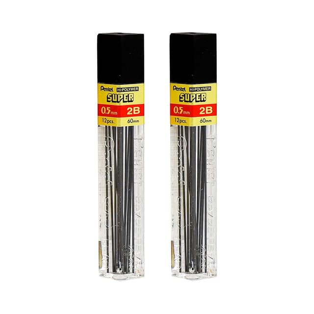 Minas para Lápis Pentel Hi-Polymer Super 2B 0.5 Mm 2 Unidades