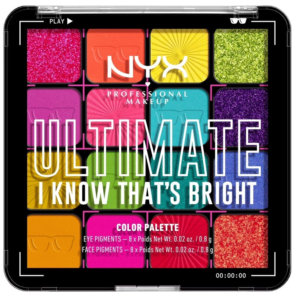 Paleta de Sombra Nyx Ultimate | Uspr04 I Know Thats Bright (16 Cores de 0.8G)