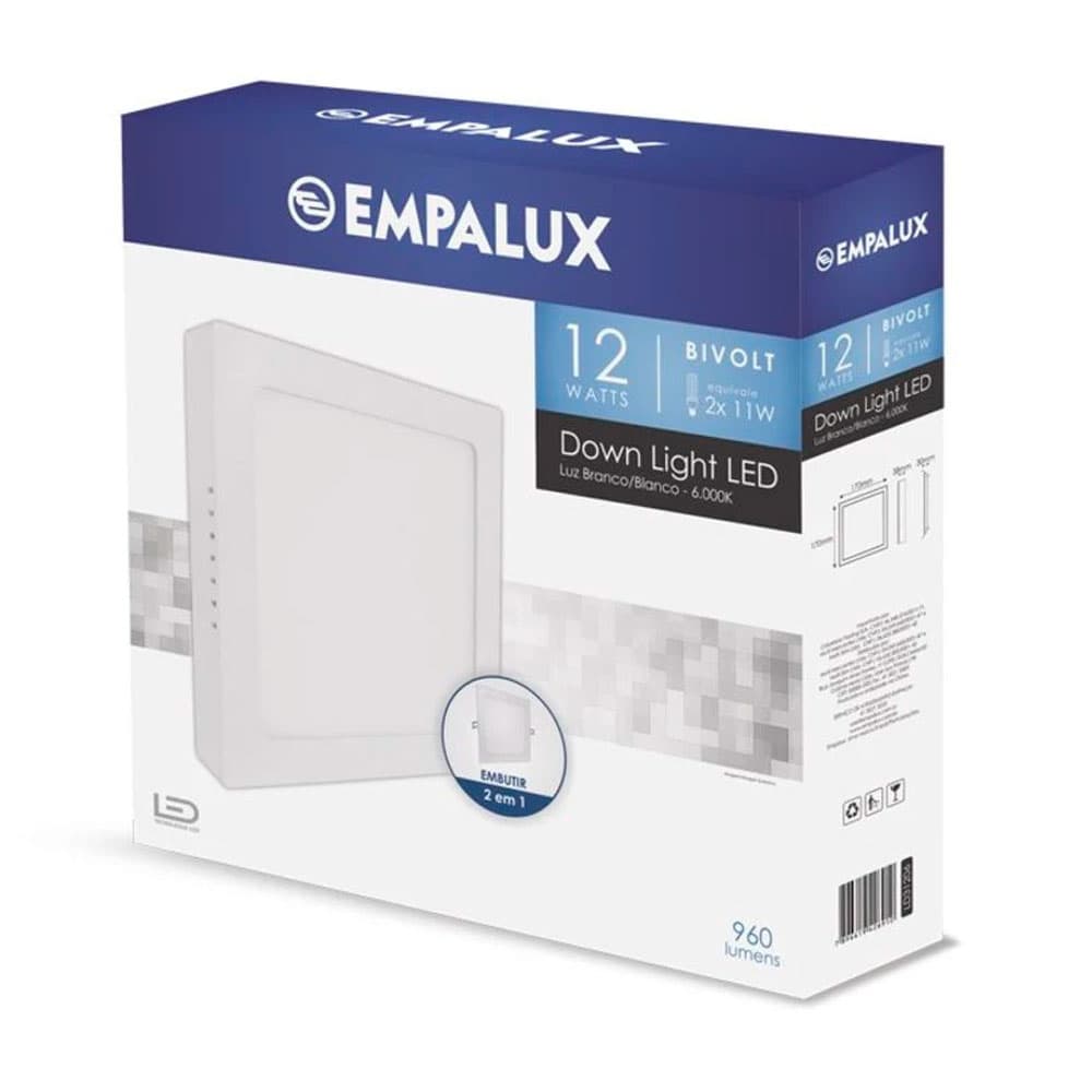 Painel de LED Empalux 31206 12W Luz Fria Quadrado