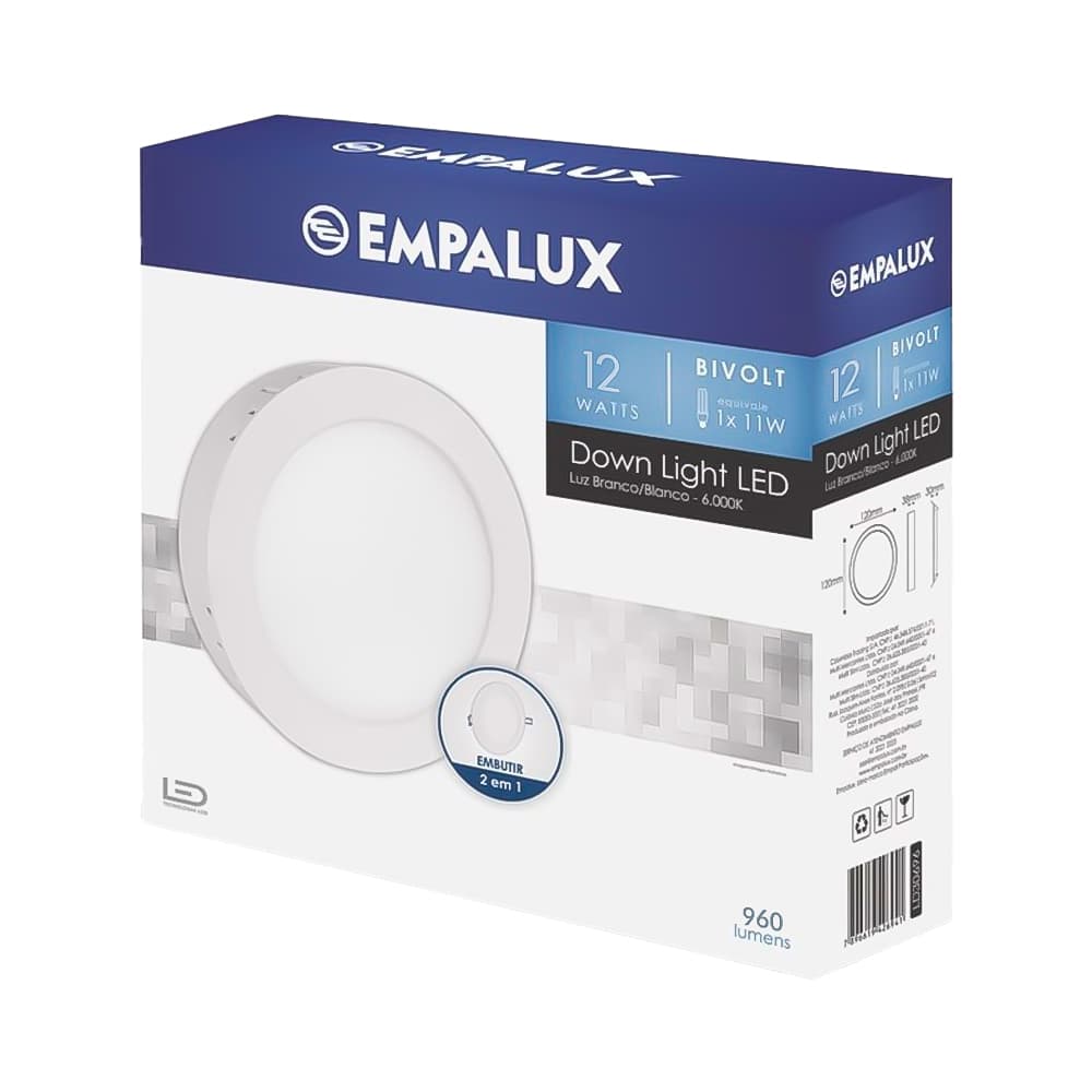 Painel LED Taschibra 720 Lumens 12W 6500K Redondo