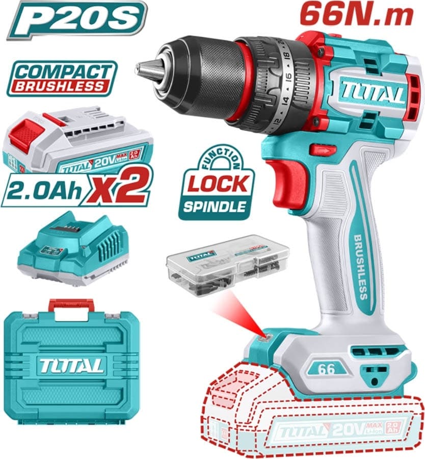 Parafusadeira Furadeira Total Tdli20668 20V (2 Baterias)
