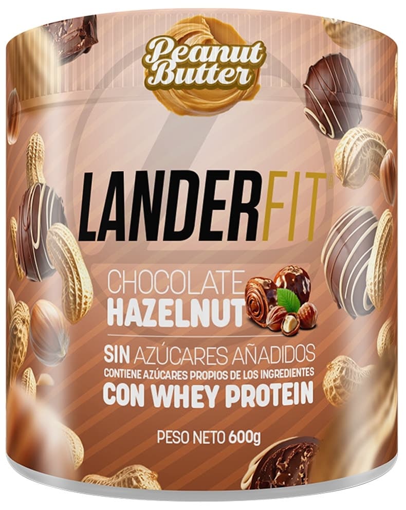 Pasta de Amendoim Landerfit Chocolate Avelã 600G com Whey