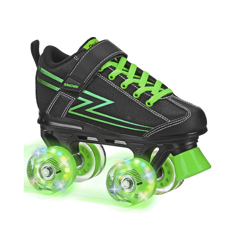 Patins Roller Derby Sparkles Rodas Iluminadas 1381 Preto/Verde