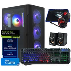 Pc Montado Gamer Intel Core I3 10105 3.7GHz 16GB RAM 480GB SSD GeForce Gt730 4GB + Kit Gamer - Preto