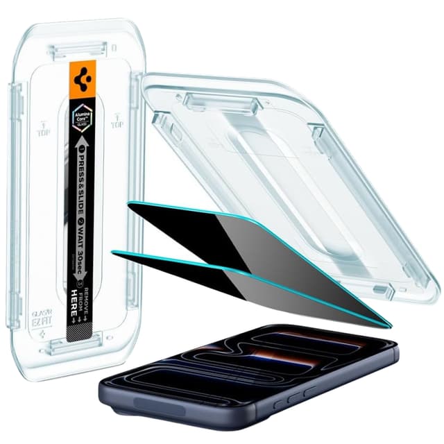 Película Spigen para iPhone 17/17 Pro/16 Pro GlastR Ez Fit Privacy (2 Unidades)