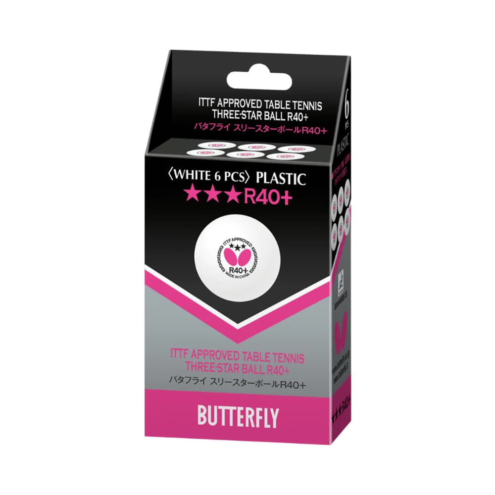 Bolas de Ping Pong Butterfly R40+ 6 Unidades
