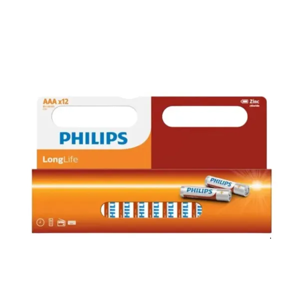 Pilha Philips R03L12B/70 450 Aaa (12 Peças) Laranja