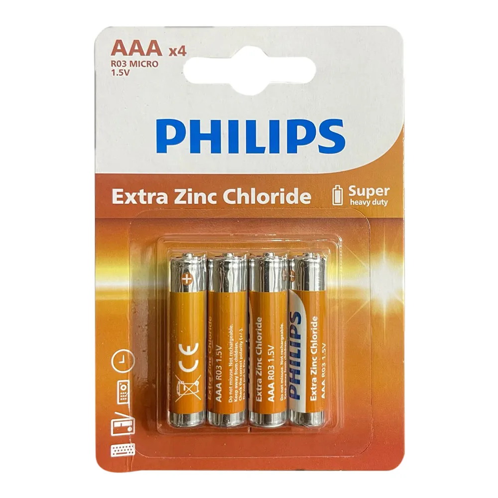 Pilha Philips Carbon R03L4B/70 Aaa (4 Peças) Laranja