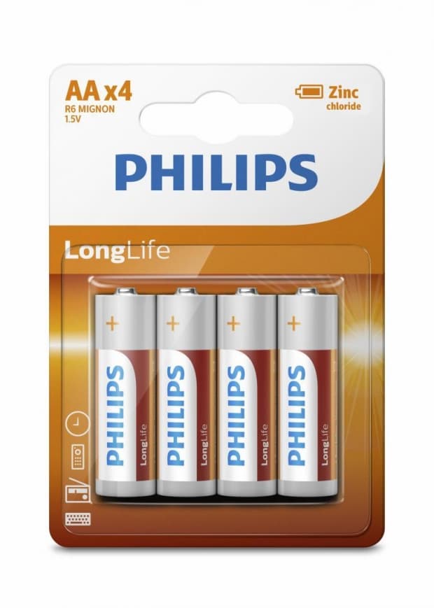 Pilha Aa Philips Extra Zinc R6L4B/70 Pacote-4 Laranja