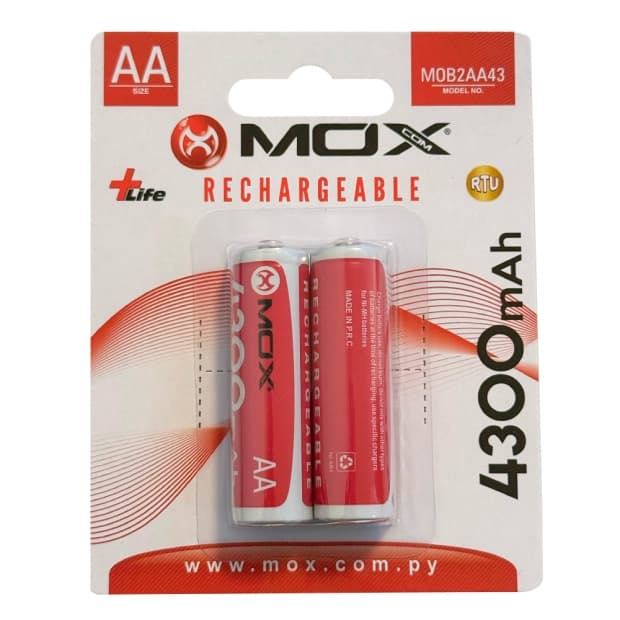 Pilha Recarregável Aa Mox Aa X2 4300mAh