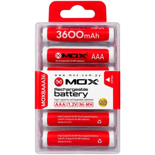 Pilha Recarregável Aaa Mox Aaa X8 3600mAh