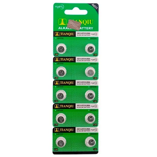 Pilha Tianqiu AG11/LR721H/362A Alcalina - Pack 10