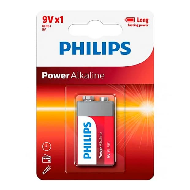 Pilha Alcalina Philips 9V 6LR-61P1B/97 1 Unidade