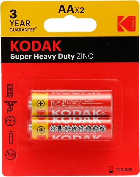 Pilha Kodak Super Heavy Duty Zinc AAx2 (2 Unidades)