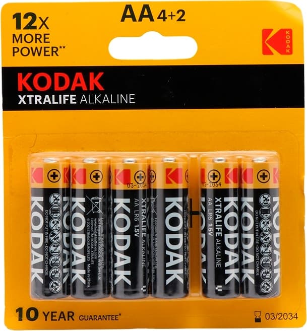 Pilha Kodak Xtralife Alcalina Aa 4+2 (6 Unidades)
