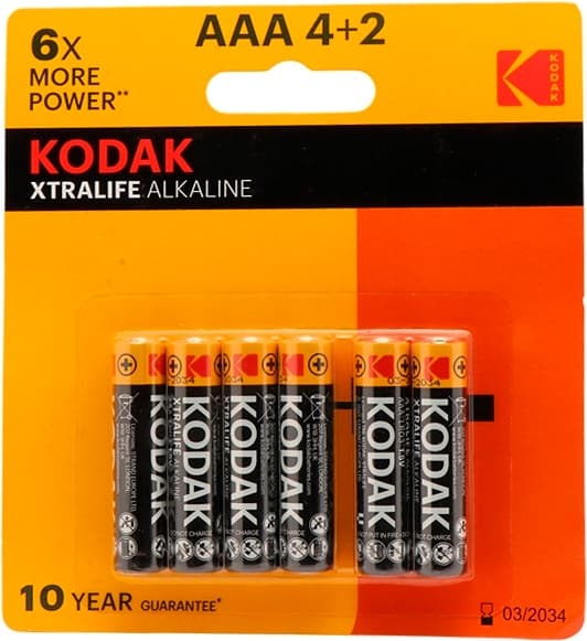 Pilha Kodak Xtralife Alkaline Aaa 4+2 (6 Unidades)
