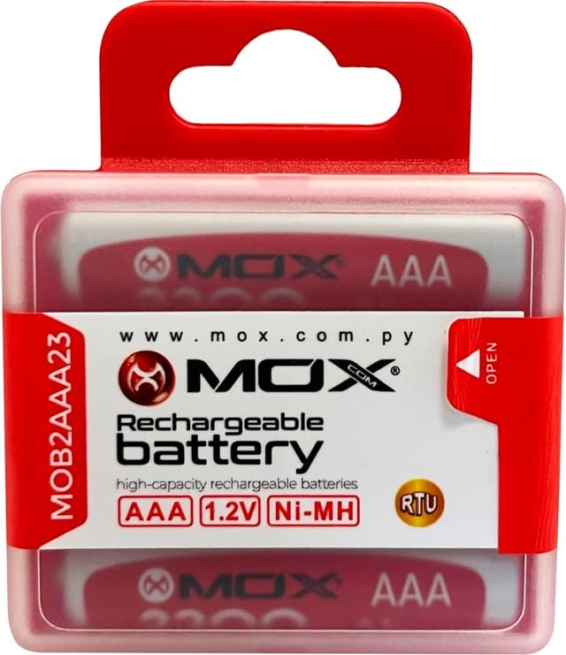 Pilha Recarregável Mox Aaa 2300mAh MOB2AAA23 (2 Unidades)