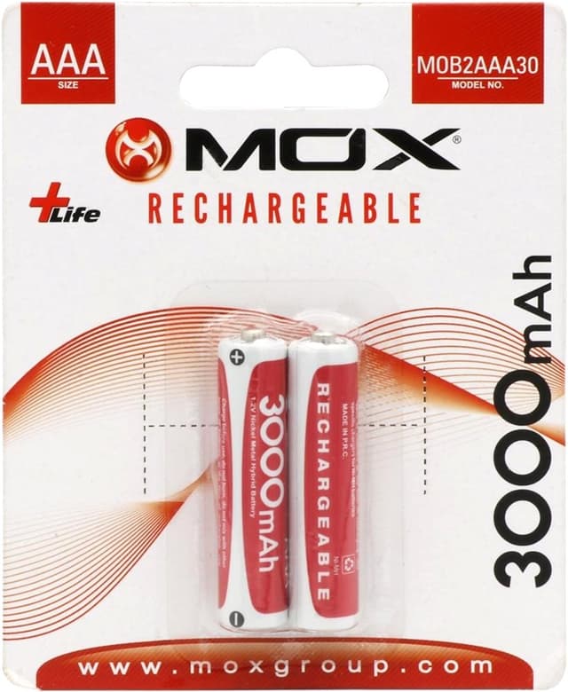 Pilha Recarregável Mox Aaa 3000mAh MOB2AAA30 (2 Unidades)