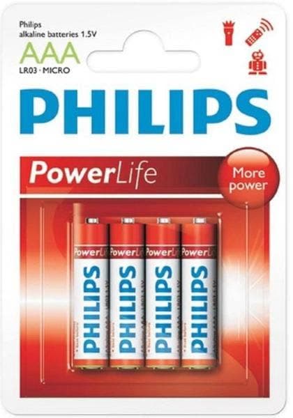Pilha Aaa Philips Alcalina LR03P4B/97 (4 Unidades)