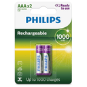 Pilha Recarregável Aaa Philips 1000mAh 2 Unidades