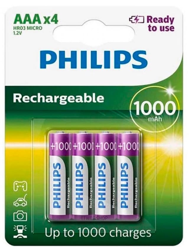 Pilha Recarregável Aaa Philips R03B4RTU10/97 (4 Unidades)