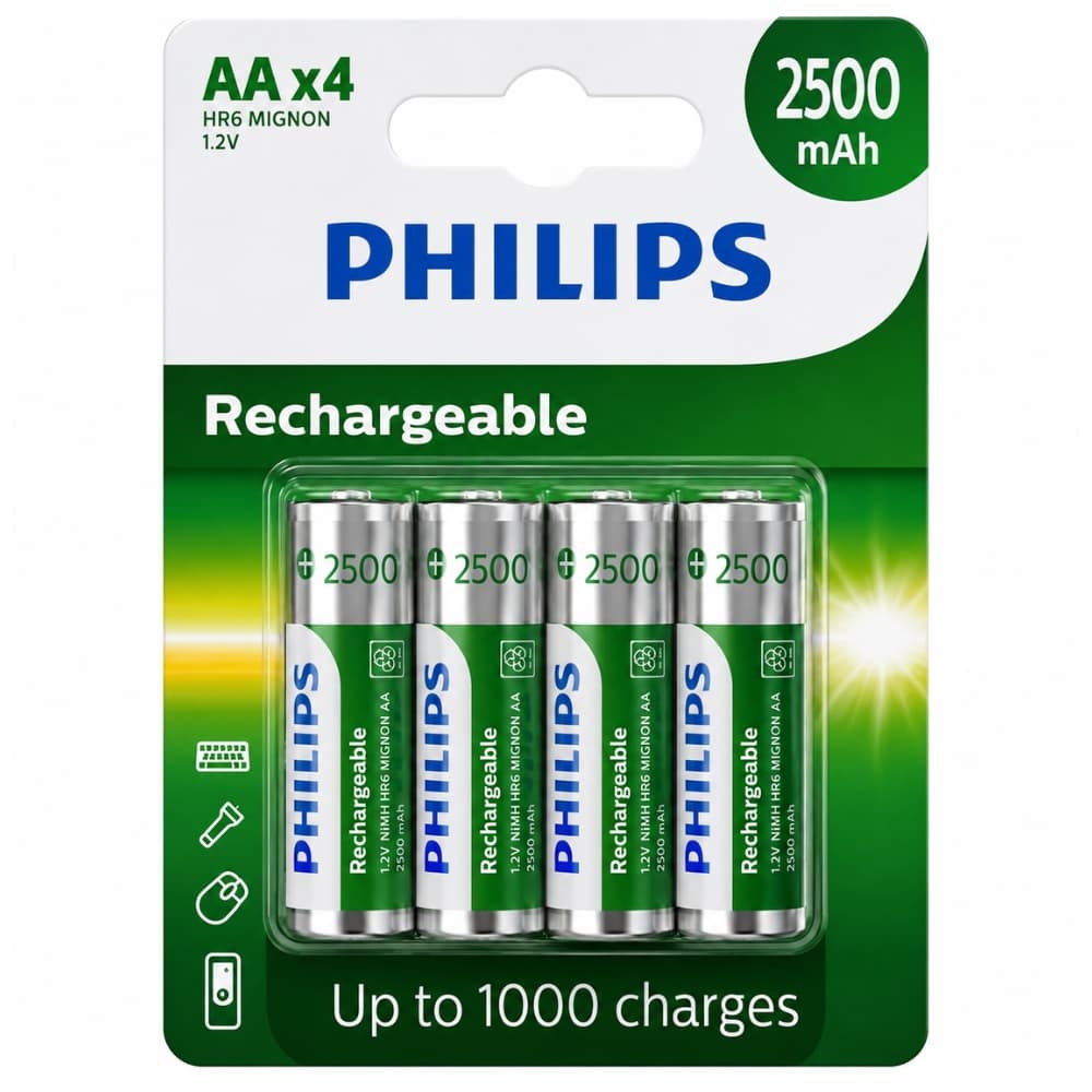 Pilhas Aa Recarregáveis Philips R6B4RTU25/97 2500mAh (4 Unidades)