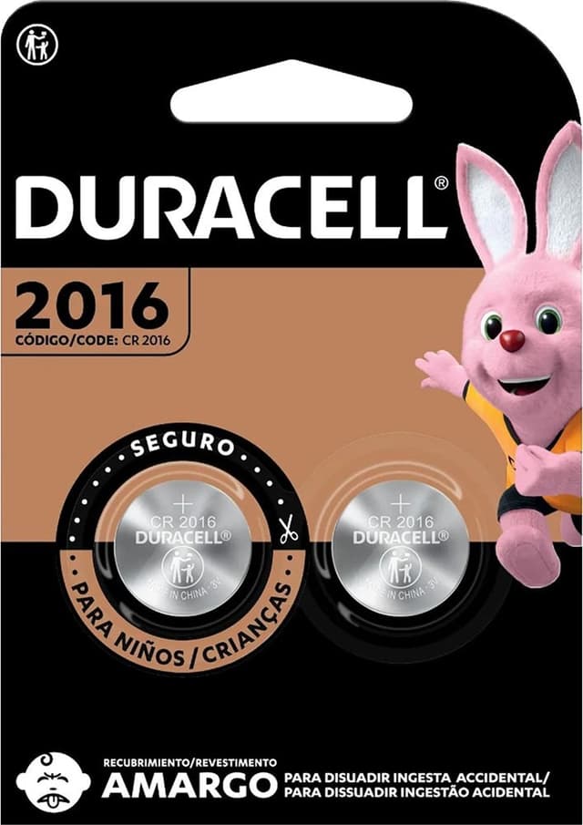 Pilhas de Lítio Tipo Botão Duracell 2016 Cr2016 - 2 Unidades