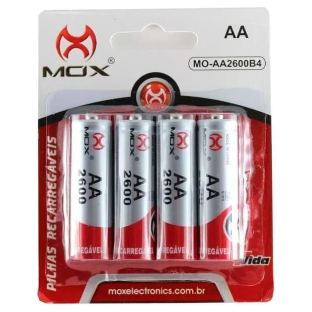 Pilhas Recarregáveis Mox Aa 5000mAh com 4 Unidades