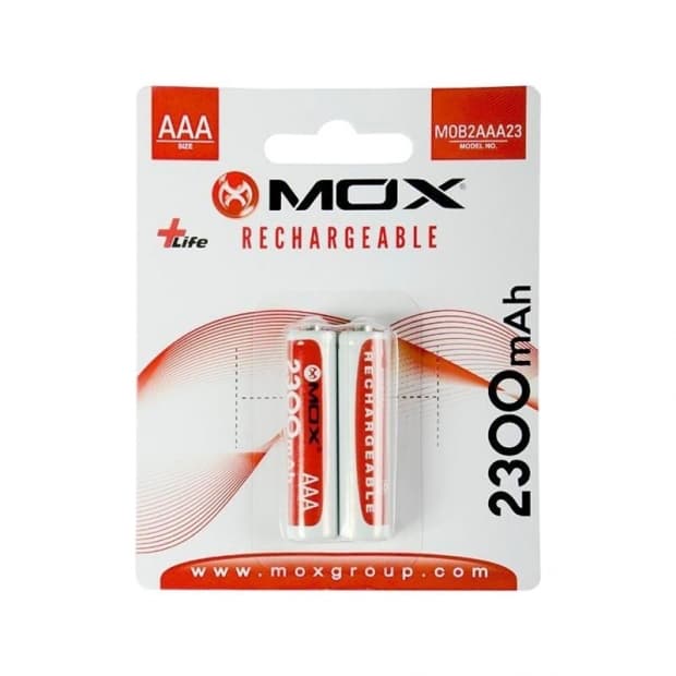 Pilhas Recarregáveis Mox Aaa com 2 Pilhas, 2300mAh