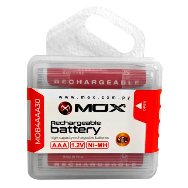 Pilhas Recarregáveis Mox Aaa 3000mAh com 4 Unidades