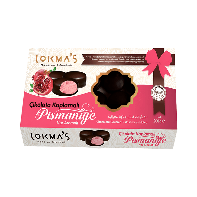 Doce Lokmas Pismaniye Floss Halva de Chocolate com Romã 200G