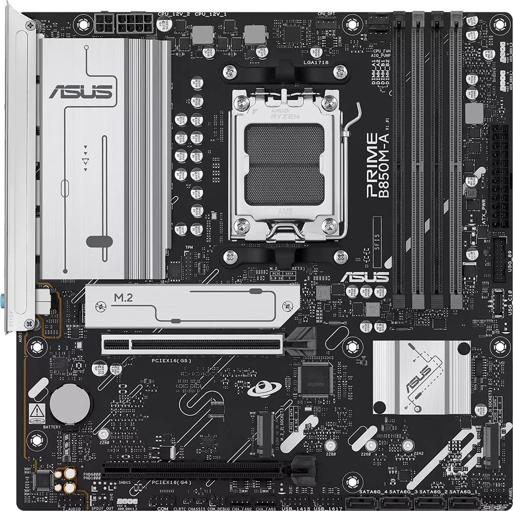 Placa-mãe Asus Prime B850M-A AM5/USB-A/4xDDR5/PCI-E/HDMI/DP