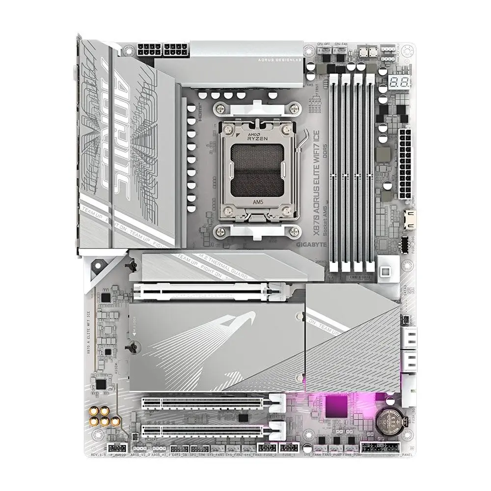 Placa-mãe Gigabyte X870 Aorus Elite Wi-Fi7 Ice Am5 DDR5 Wi-Fi 7 Branca