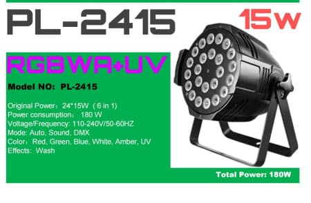 Luz de LED Pls Pl-2415 6 Em 1 RGBWA+UV 24x15W