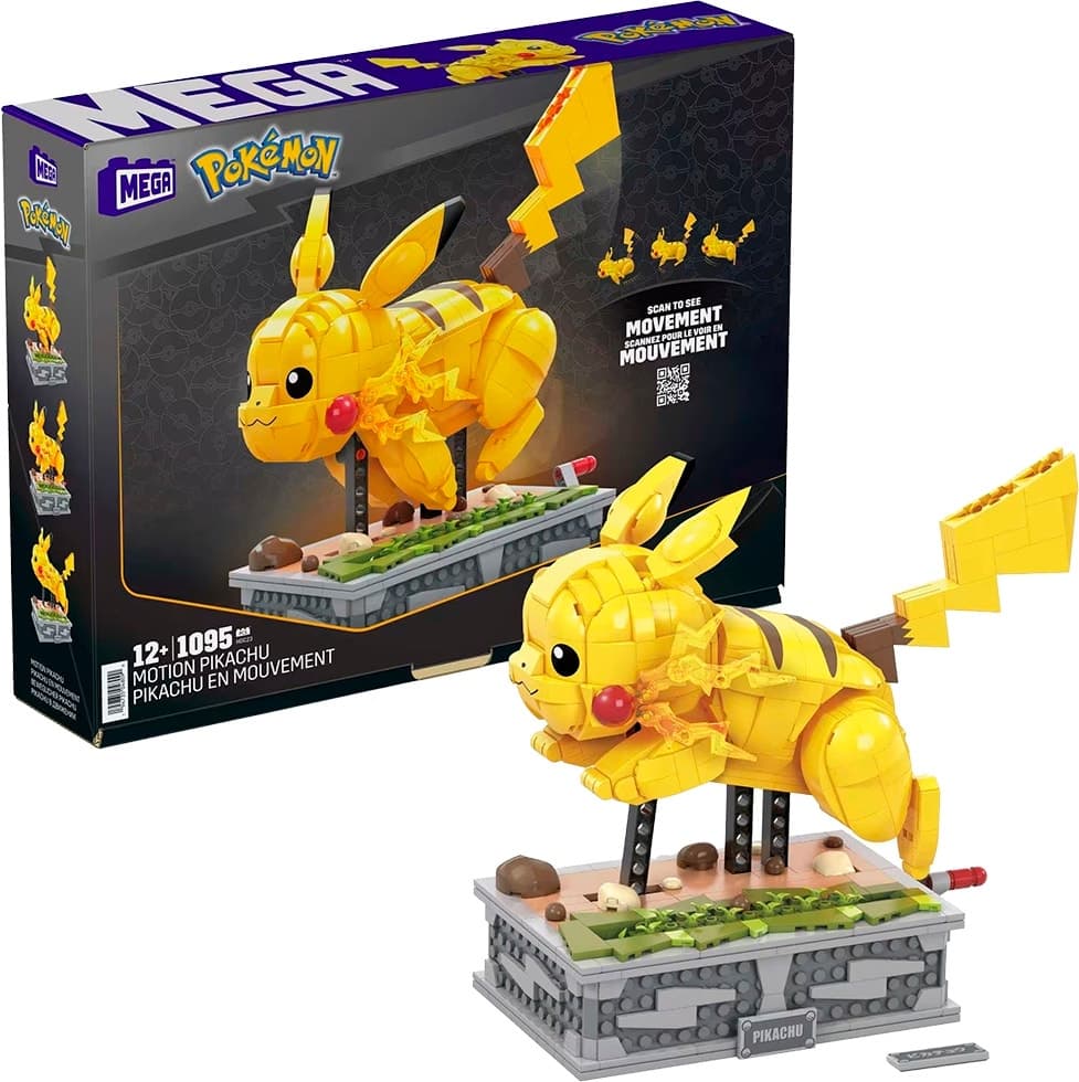 Blocos de Montar Pokémon Motion Pikachu Mega (1095 Pçs)