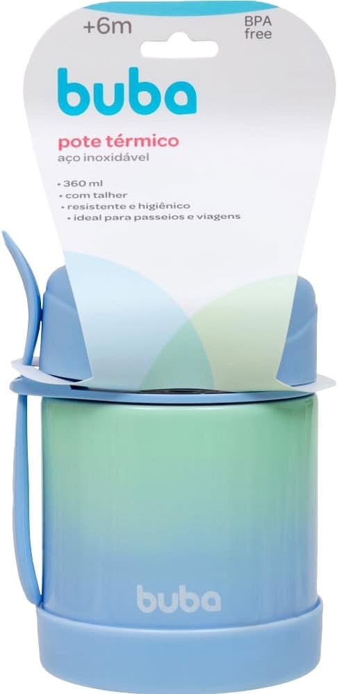 Pote Térmico com Colher Buba Degrade Azul