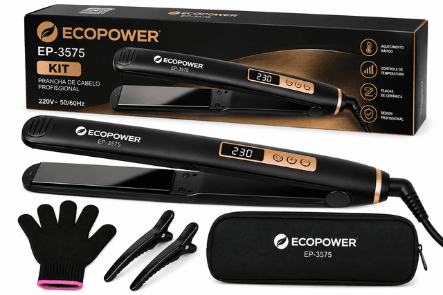 Prancha Ecopower Ep-3575 Kit Preto 220V 50/60Hz