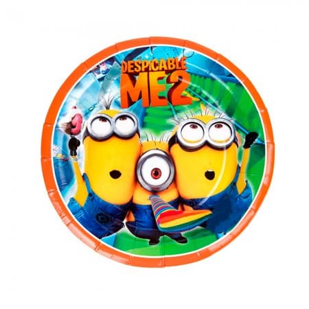 Pratos Descartáveis Minions Para Festa 10 Unidades 18 X 18 Cm