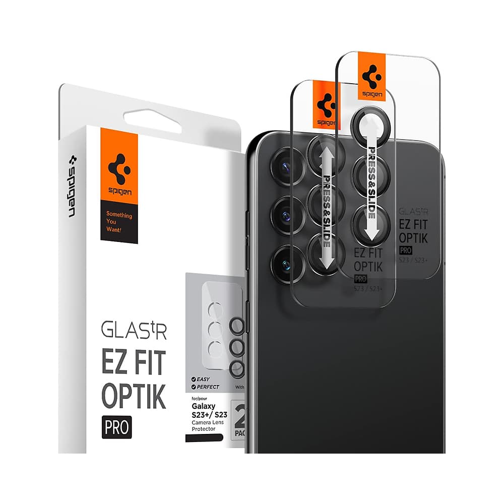 Protetor de Lente Spigen Glastr Ez Fit Optik Pro para Samsung Galaxy S23/S23+ Agl05962 2 Pack Preto