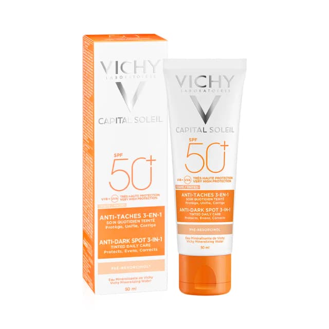 Protetor Solar Facial Vichy Capital Soleil Antimanchas 3 Em 1 Spf50+ com Cor 50ml