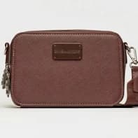 Bolsa Transversal Prune New Penny Efeito Couro Chocolate