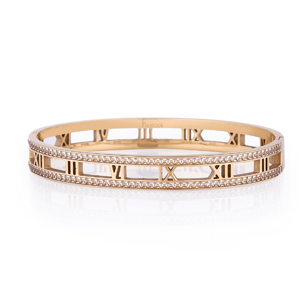 Pulseira Feminina Freelook Frj.3.3001-3 de Aço Inoxidável Dourado