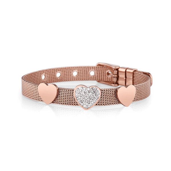 Pulseira Feminina Freelook Frj.3.3006-4 de Aço Inoxidável Rosa Ouro