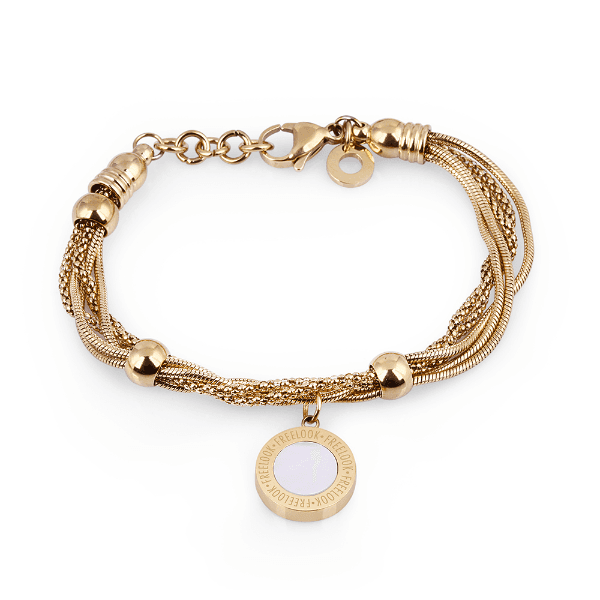 Pulseira Feminina Freelook Frj.3.3008-3 de Aço Inoxidável Dourado