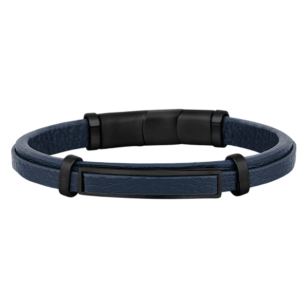 Pulseira Masculina Daniel Klein Dkj.14.10007-4 Couro Azul/Preto