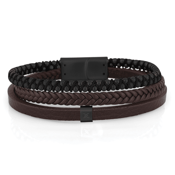 Pulseira Masculina Daniel Klein Dkj.6.10030-4 Couro Marrom/Preto